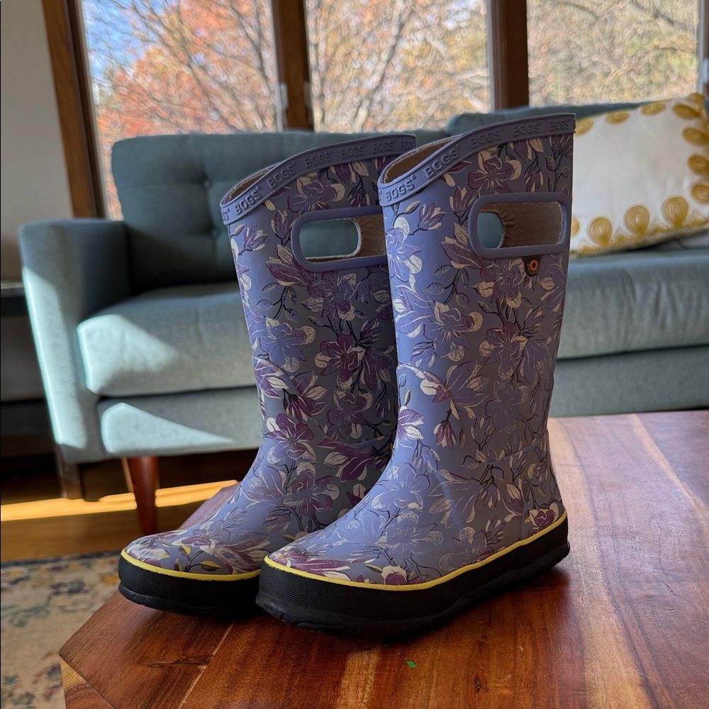 BOGS Purple and Yellow Floral Boots